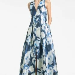 Sachin & Babi Rooke Gown - Blue Ikat Floral