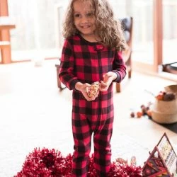 White Mark Baby Footed Plaid Pajamas