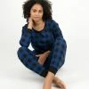 Leveret Womens Black & Navy Plaid Pajamas