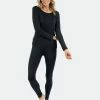 Leveret Womens Neutral Solid Color Thermal Pajamas