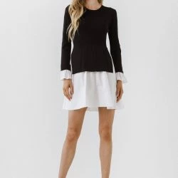 English Factory Mixed Media Mini Dress