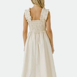 English Factory Ruffled Shoulder Straps Midi Dress -ANNA-KACI SHOP M00192934271608 1328994281