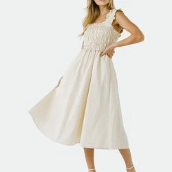 English Factory Ruffled Shoulder Straps Midi Dress -ANNA-KACI SHOP M00192934271608 3517668933