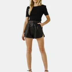 Grey Lab Faux Leather Shorts -ANNA-KACI SHOP M00192934283038 466032044