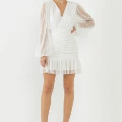 Endless Rose Swiss Dot Ruched Dress