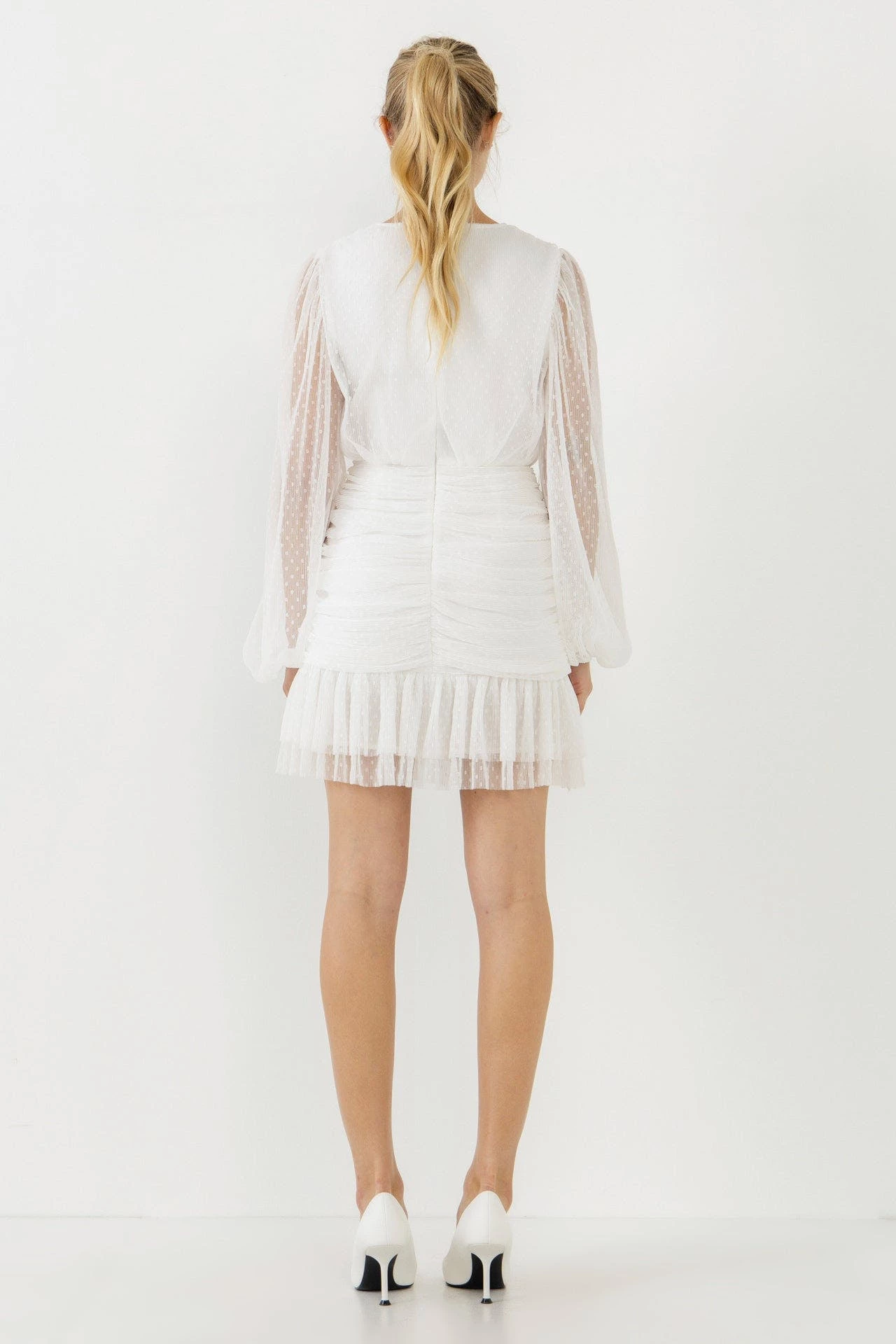 Endless Rose Swiss Dot Ruched Dress 3 Endless Rose Swiss Dot Ruched Dress - Image 3