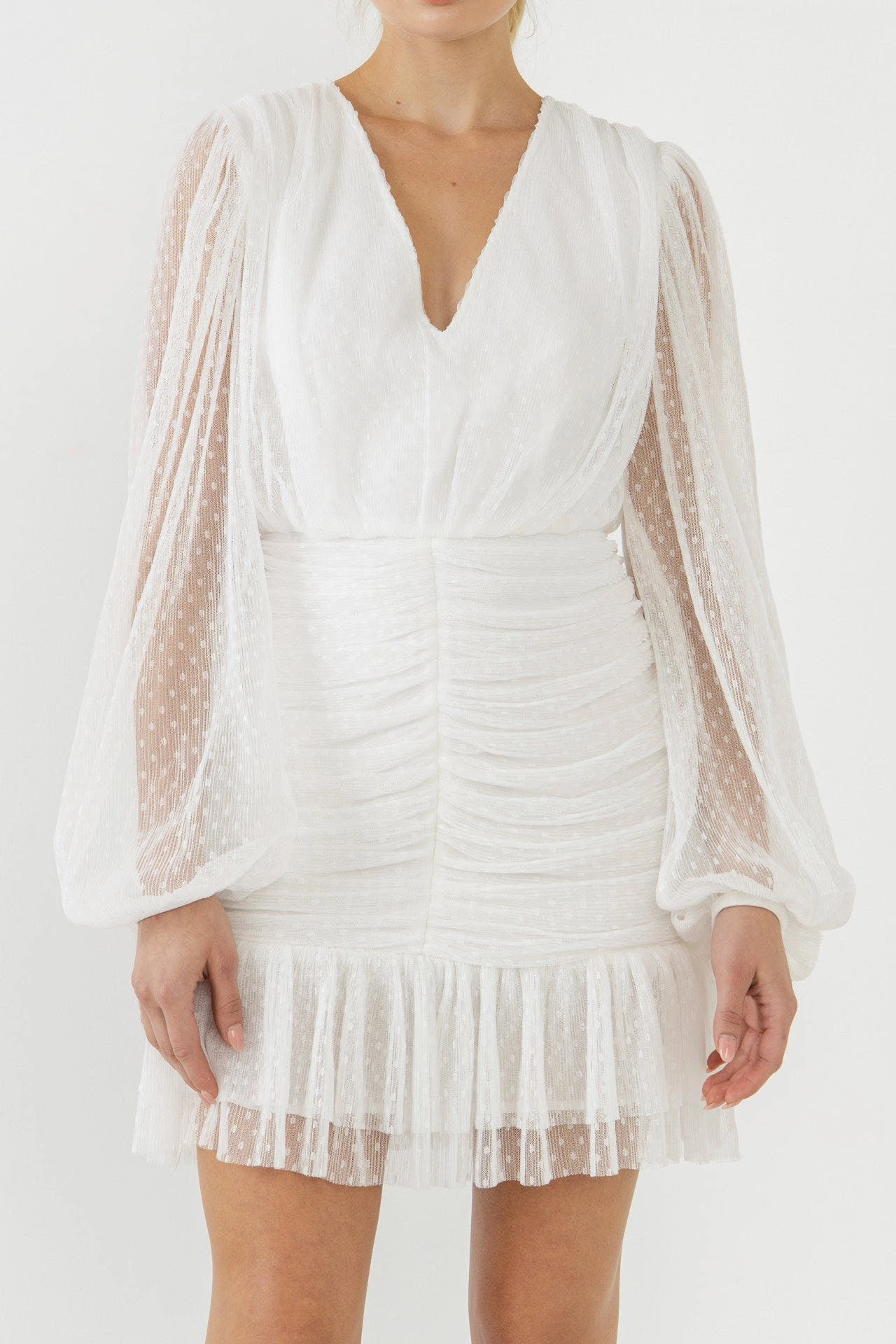 Endless Rose Swiss Dot Ruched Dress 5 Endless Rose Swiss Dot Ruched Dress - Image 5