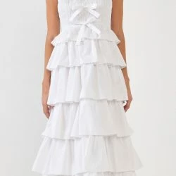 English Factory Ruffle Tiered Maxi Dress With Ties -ANNA-KACI SHOP M00192934388832 470277306