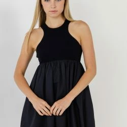 Grey Lab Mixed Media Racerback Voluminous Mini Dress