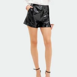Grey Lab Shiny PU Shorts -ANNA-KACI SHOP M00192934431026 3595347319