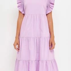 English Factory Tiered Midi Dress - Lilac -ANNA-KACI SHOP M00192934498487 1456293701