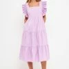 English Factory Tiered Midi Dress - Lilac