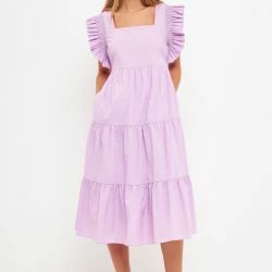 English Factory Tiered Midi Dress - Lilac
