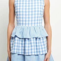 English Factory Gingham Tiered Mini Dress -ANNA-KACI SHOP M00192934502047 711786656