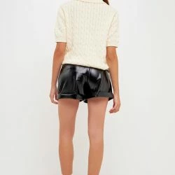 Grey Lab Mid-Waisted Faux Leather Shorts -ANNA-KACI SHOP M00192934503655 865922463