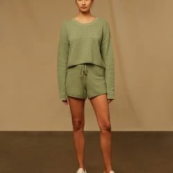 Onia Cotton Waffle Sweater Pull On Short - Sage Green -ANNA-KACI SHOP M00193294785408 2606906870