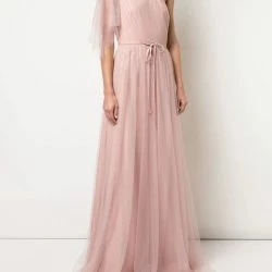 Marchesa Bridesmaids One-Shoulder Handkerchief Flutter Sleeve Gown -ANNA-KACI SHOP M00193461106036 2125048908
