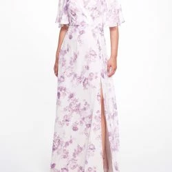Marchesa Bridesmaids Rome Printed Gown - Lilac