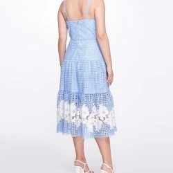 Marchesa Notte Guipure Midi Dress - Dusty Blue -ANNA-KACI SHOP M00193461399308 1603348150