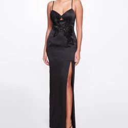 Marchesa Notte Sleeveless Beaded Stretch Charmeuse Column Gown