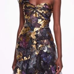Marchesa Notte One Shoulder Foiled Cocktail Dress 7 Marchesa Notte One Shoulder Foiled Cocktail Dress -ANNA-KACI SHOP M00193461438403 2501888291