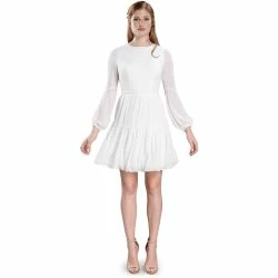 Dress The Population Blouson-Sleeve Chiffon Mini Dress