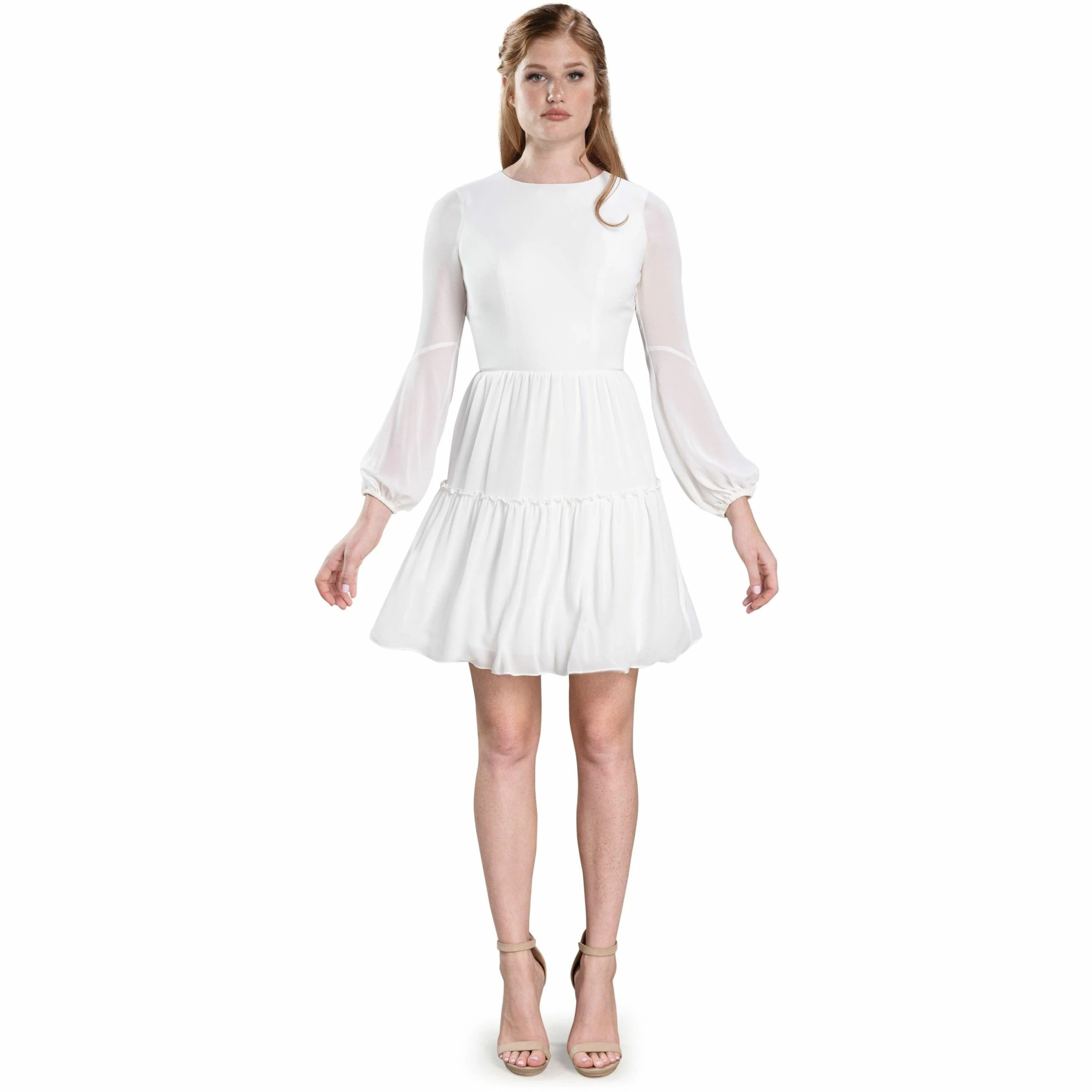 Dress The Population Blouson-Sleeve Chiffon Mini Dress 1 Dress The Population Blouson-Sleeve Chiffon Mini Dress