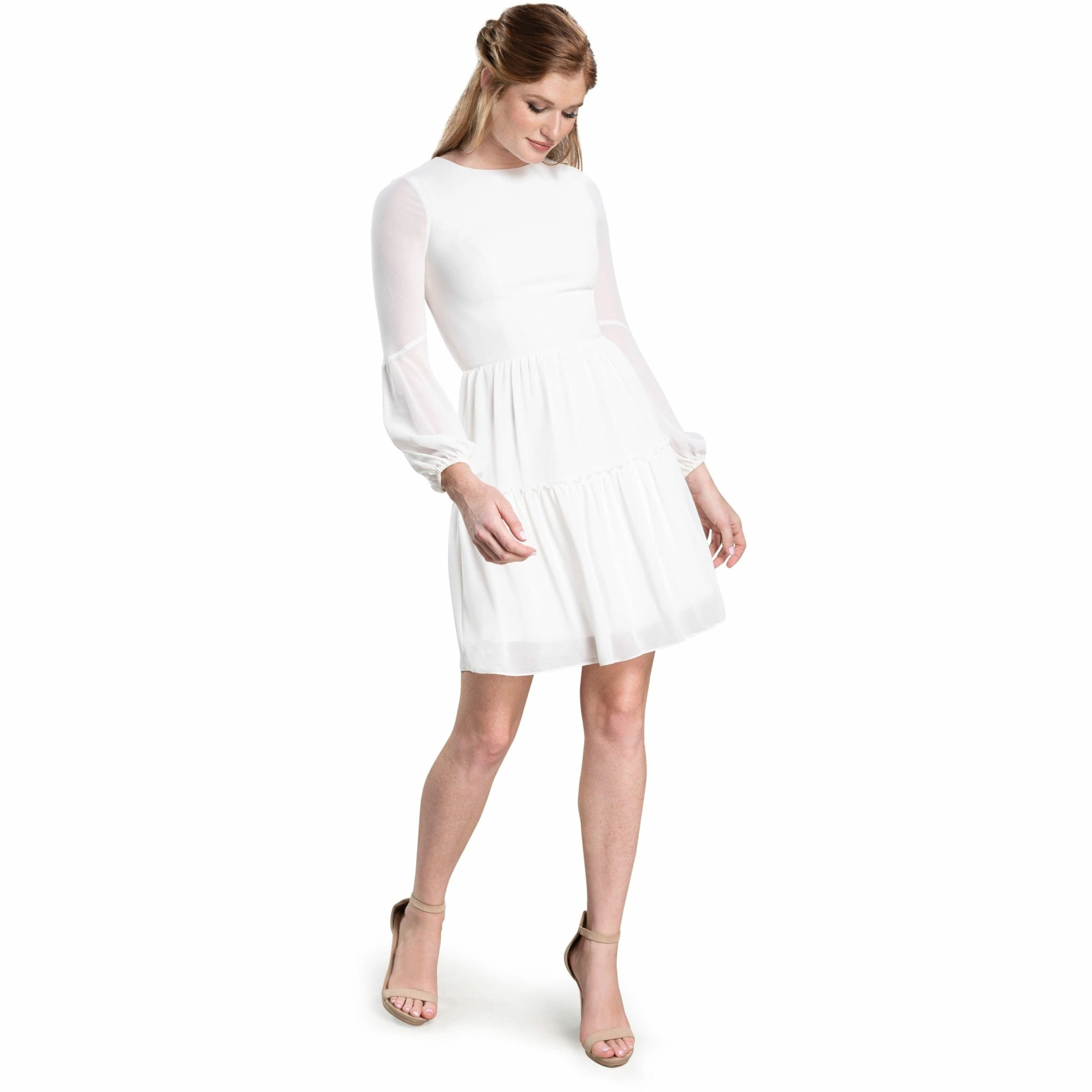 Dress The Population Blouson-Sleeve Chiffon Mini Dress 3 Dress The Population Blouson-Sleeve Chiffon Mini Dress - Image 3