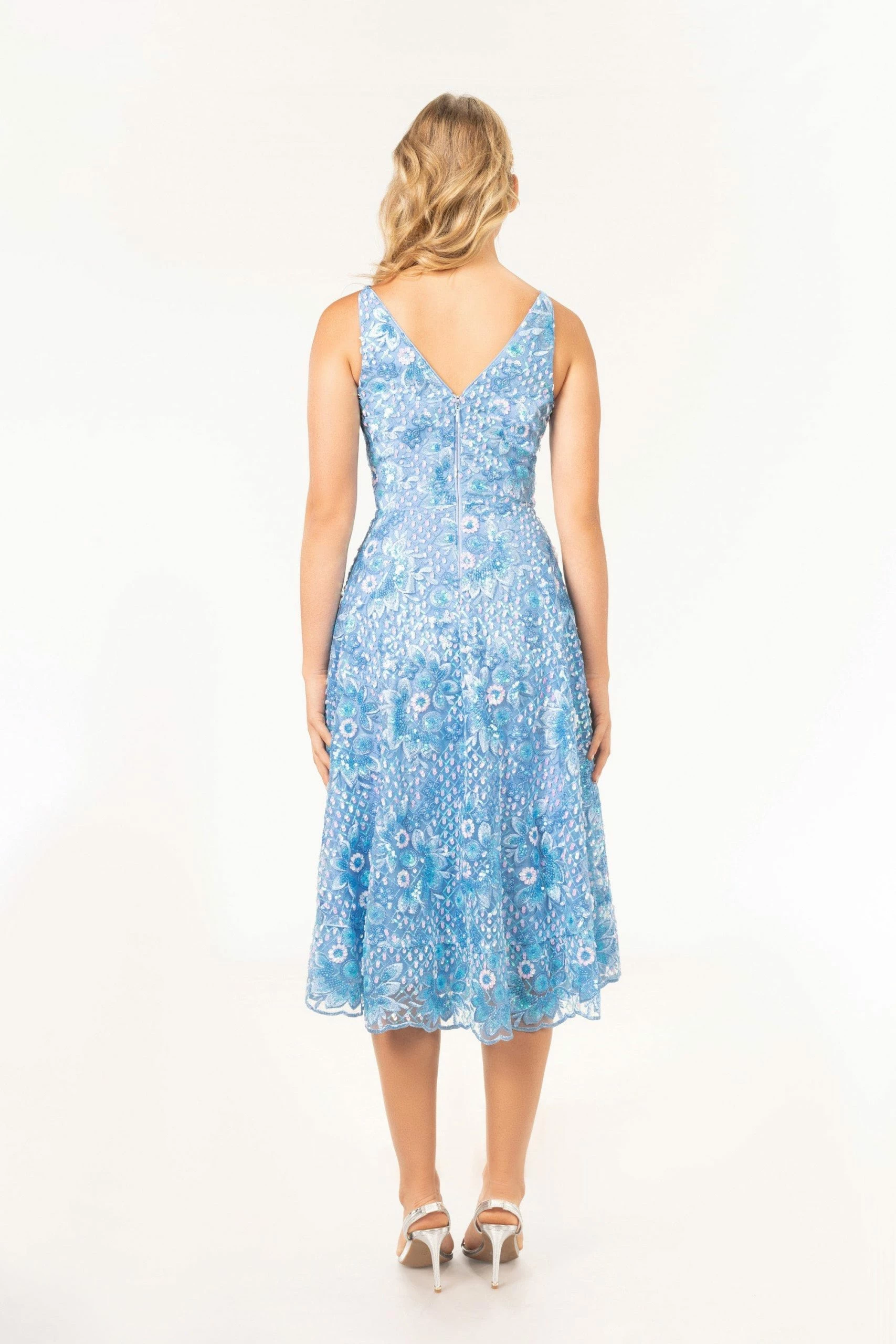 Dress The Population Elisa Sky Blue Midi Dress 3 Dress The Population Elisa Sky Blue Midi Dress - Image 3