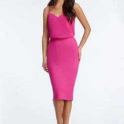 Dress The Population Alondra Bright Fuchsia V-Neck Dress