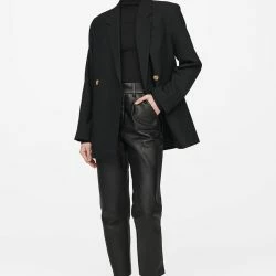 ANINE BING Ecky Leather Trouser - Black