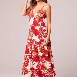 B.O.G. Collective For The Roses Red Floral Button Maxi Dress - Peach/Cream/Red -ANNA-KACI SHOP M00194443090381 1255374261