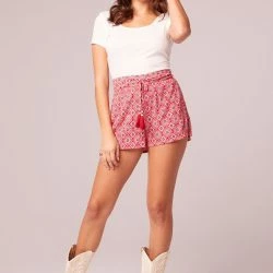 B.O.G. Collective Flashpoint Red Medallion Print Shorts - Red/Egret