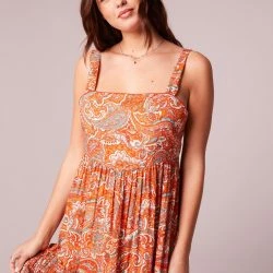 B.O.G. Collective Alejandra Orange Paisley Tiered Maxi Dress - Orange/Ivory -ANNA-KACI SHOP M00194443103869 3070949022
