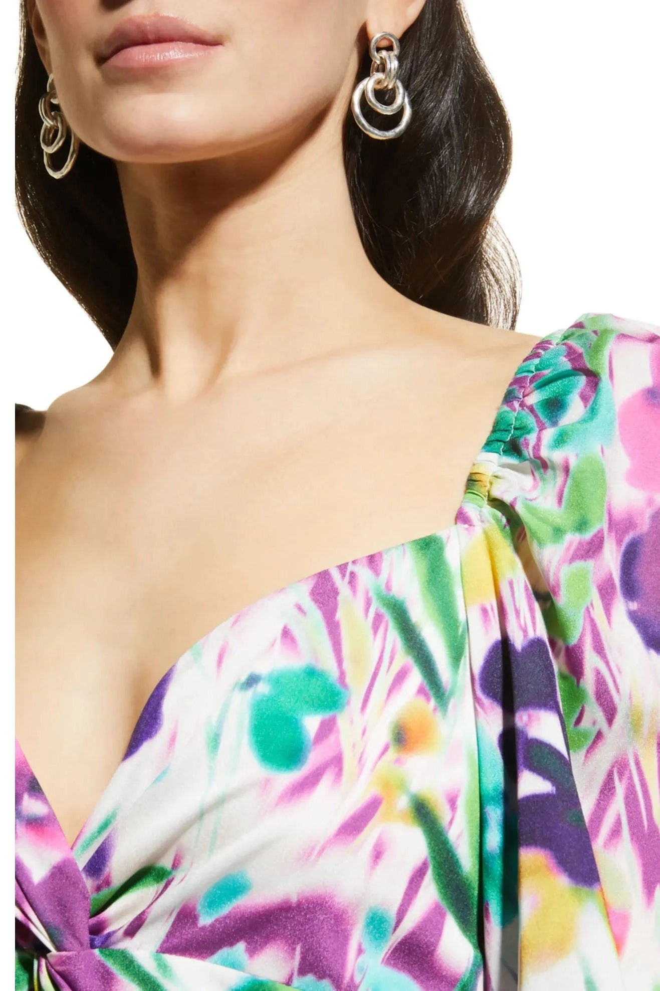 ONE33 SOCIAL Floral Multicolored Plunging Cocktail Dress 4 ONE33 SOCIAL Floral Multicolored Plunging Cocktail Dress - Image 4