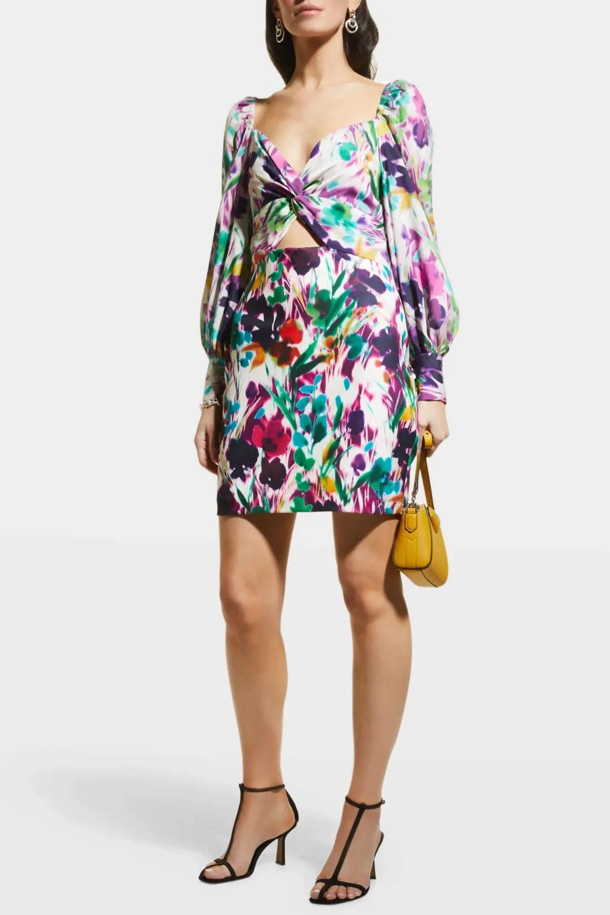 ONE33 SOCIAL Floral Multicolored Plunging Cocktail Dress 2 ONE33 SOCIAL Floral Multicolored Plunging Cocktail Dress - Image 2