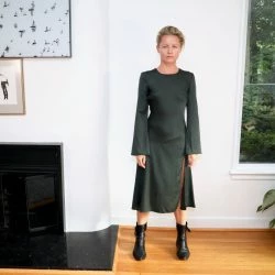 Onīrik īrik Nina Dress In Deep Green Silk -ANNA-KACI SHOP M00196044054557 1109182994