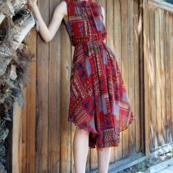 Eva Franco Santal Dress - Patchwork Pleated