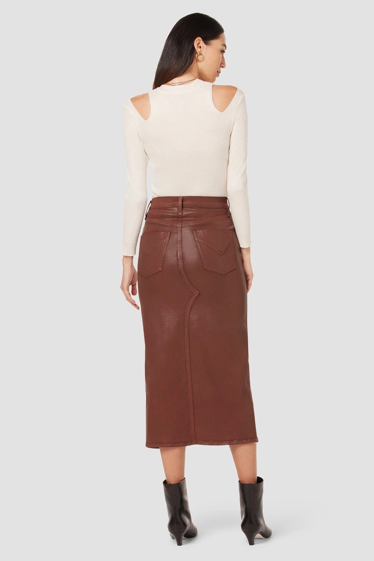 Hudson Jeans Reconstructed Skirt - Coated Tortoise Shell 6 Hudson Jeans Reconstructed Skirt - Coated Tortoise Shell - Image 6