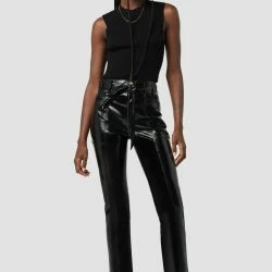 Hudson Jeans Utility Cargo Ankle Straight Pant - Black Patent -ANNA-KACI SHOP M00196450084063 684353450