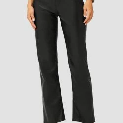 Hudson Jeans Remi High-Rise Vegan Leather Straight Pant - Black
