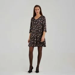 SOHUMAN Emmalynn Black Midi Dress With Printed Brown Flowers 6 SOHUMAN Emmalynn Black Midi Dress With Printed Brown Flowers -ANNA-KACI SHOP M00196704818925 2965948767