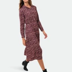 SOHUMAN Khaleesi Red Wine Midi Dress With Printed Flowers -ANNA-KACI SHOP M00196704909241 1794598905