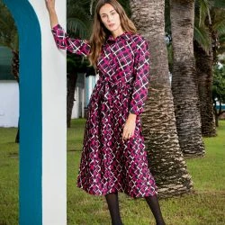 SOHUMAN Tinsley Printed And Belted Luxury Dress