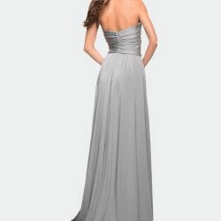 La Femme Simple Strapless Jersey Dress With High Slit -ANNA-KACI SHOP M00197023029788 767239876