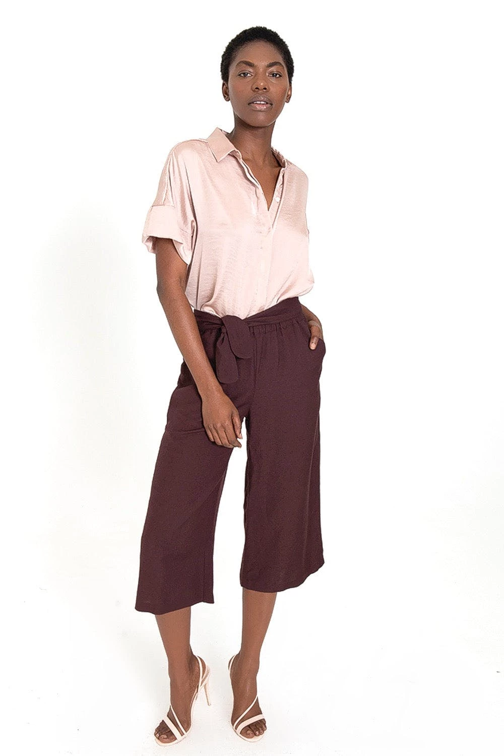 Lahive LAZZARO Cropped Cheery Chocolate Palazzo Pant 5 Lahive LAZZARO Cropped Cheery Chocolate Palazzo Pant - Image 5