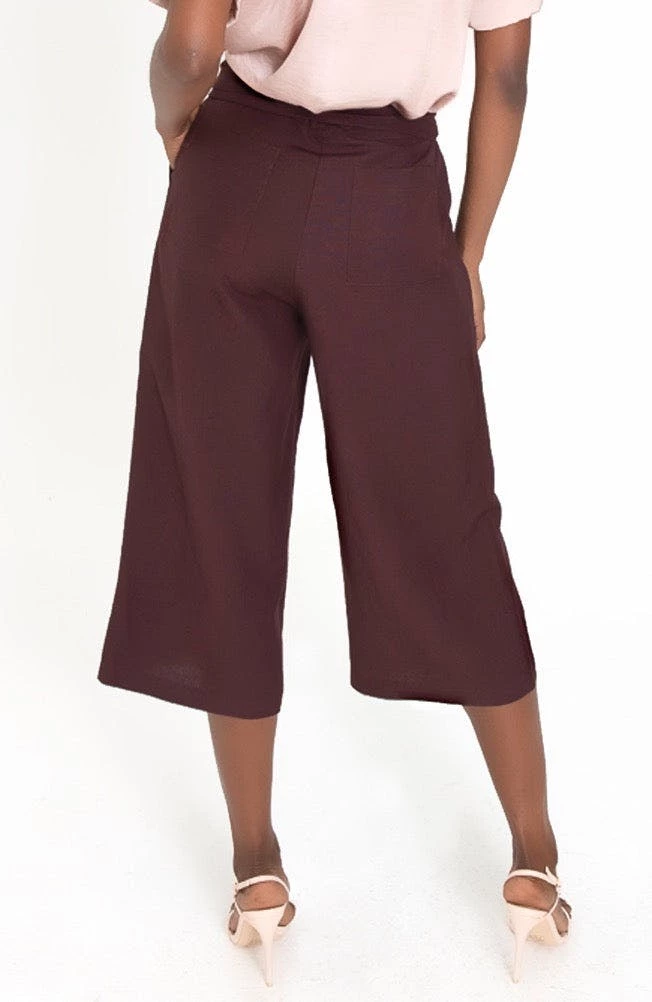 Lahive LAZZARO Cropped Cheery Chocolate Palazzo Pant 2 Lahive LAZZARO Cropped Cheery Chocolate Palazzo Pant - Image 2