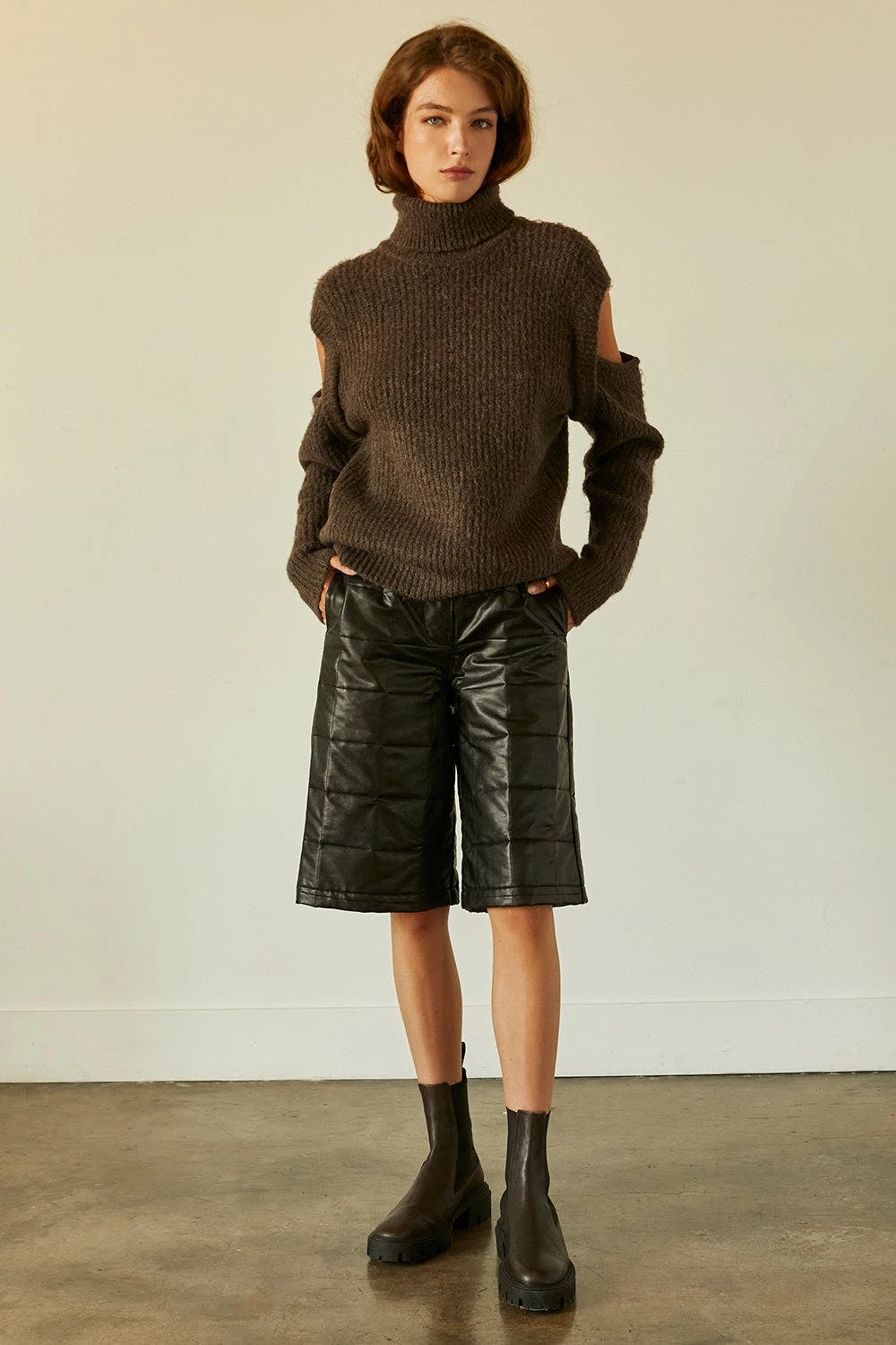 Crescent Amanda Vegan Leather Bermuda Shorts 1 Crescent Amanda Vegan Leather Bermuda Shorts