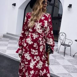 Anna-Kaci Floral Print Wrap Dress