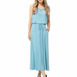 Anna-Kaci Sleeveless Maxi Length Drawstring Dress